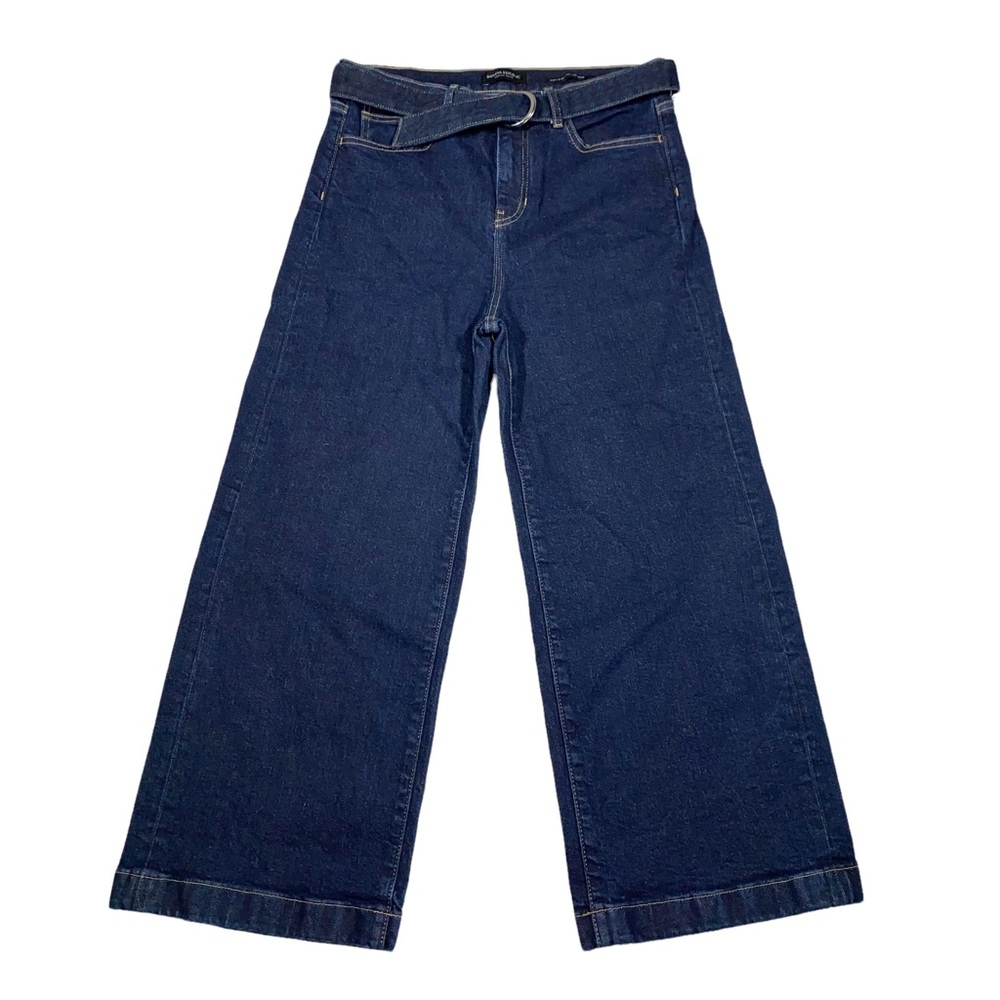 Banana Republic dark wash high rise, wide leg crop jeans with removable belt
